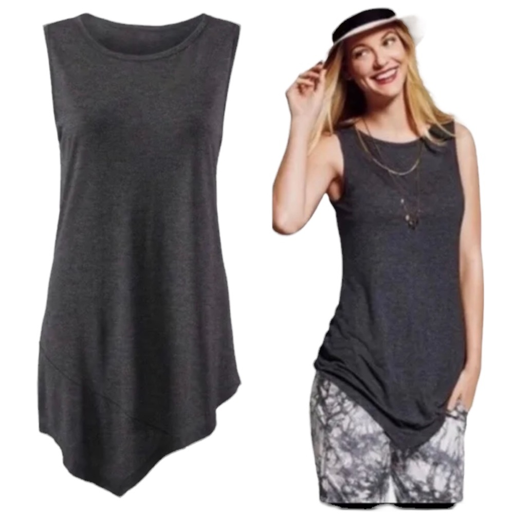 CAbi Charcoal Gray Asymmetrical Soft Comfy Tank Top